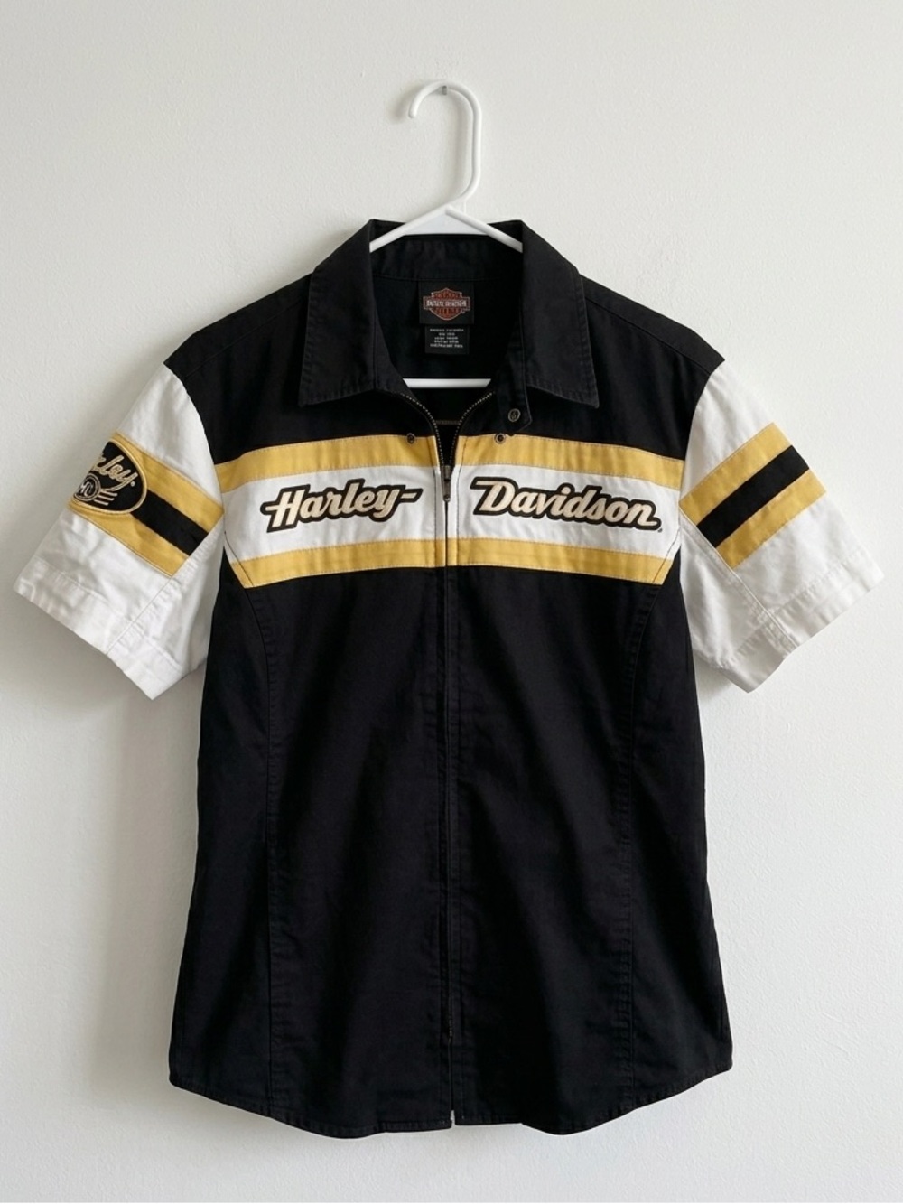 Harley-Davidson Black White and Gold Racing Zip-Front Shirt